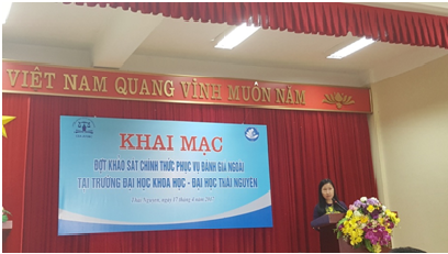 GS.TS. Lê Thị Thanh Nhàn - Hiệu trưởng Nhà trường phát biểu ý kiến tại Lễ Khai mạc đợt ĐGN Trường ĐH Khoa học 