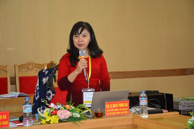 PGS.TS. Nguyễn Phương Nga – Giám đốc TT KĐCLGD phát biểu tại phiên Khảo sát sơ bộ Trường Đại học Hùng Vương 