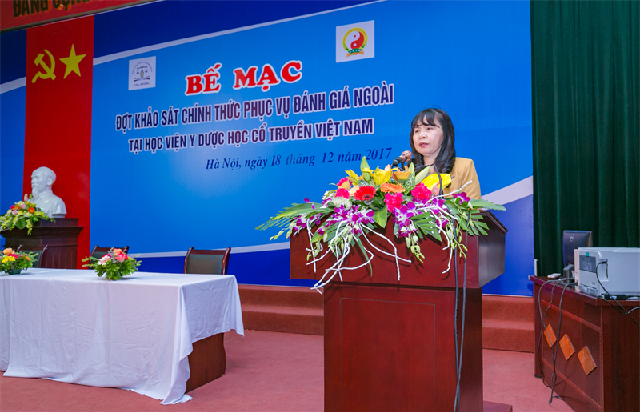 Associate Professor, PhD. Nguyen Phuong Nga spoke at the Closing Ceremony of the KSCT round to serve the evaluation of the Vietnam Academy of Traditional Medicine and Pharmacy