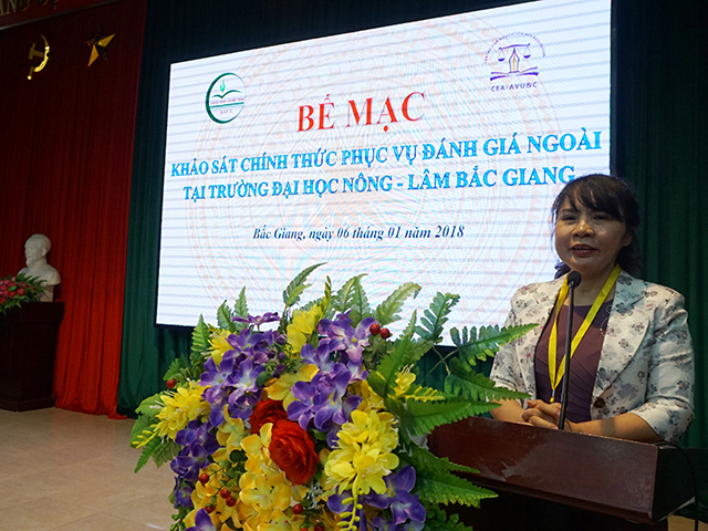 Associate Professor, PhD. Nguyen Phuong Nga spoke at the Closing Ceremony of the KSCT round to serve the assessment of Bac Giang Agriculture and Forestry University.