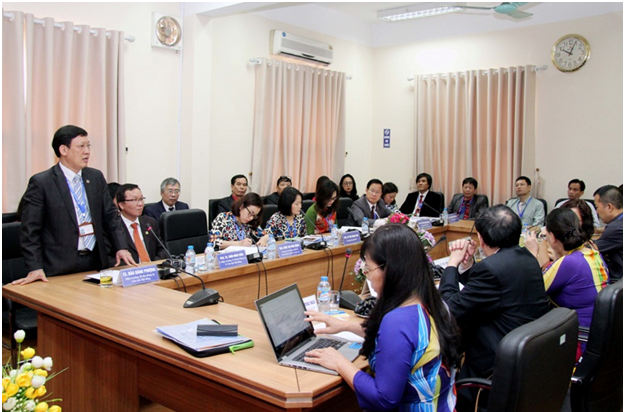 Dr. Dao Dang Phuong, Principal of the School, spoke at the Preliminary Survey