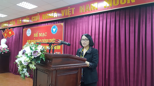 Associate Professor, PhD. Tran Thi Ha reported summarizing the results of the KSCT at the Closing Ceremony of the KST round to serve the Judge of Thai Binh University of Medicine and Pharmacy.