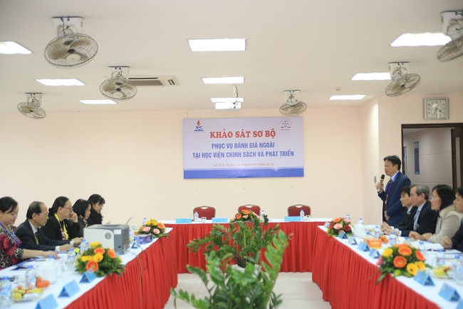 PGS.TS. Đào Văn Hùng - Bí thư Đảng ủy, Giám đốc Học viện phát biểu tại buổi Khảo sát sơ bộ