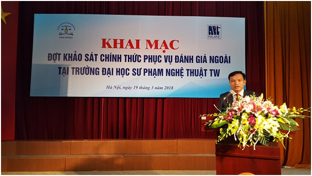 PGS.TS. Mai Văn Trinh phát biểu chỉ đạo tại Lễ Khai mạc đợt KSCT phục vụ ĐGN Trường ĐHSPNT TW