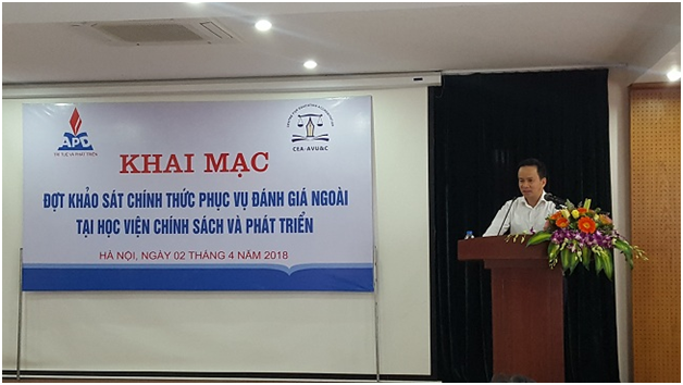 Dr. Do Manh Khoi, Deputy Director of the Department of Personnel Organization, Ministry of Planning and Investment, spoke at the opening ceremony to serve the judges of the Academy of Policy and Development